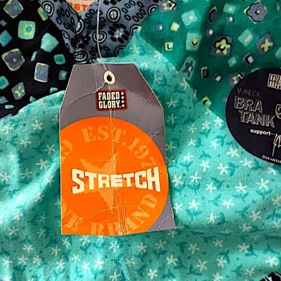 Y2K Patchwork Print FITTED Tank Top M NEW Vtg 90s Bra Cami Fairy Bohemian Hippie - Picture 10 of 16